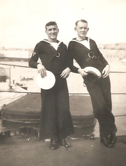 Charlie (left) with colleague onboard Glorious